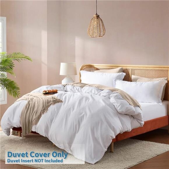 White Duvet Cover Queen Size - Soft Double Brushed Queen Duvet Cover Set - Picture 2 of 6